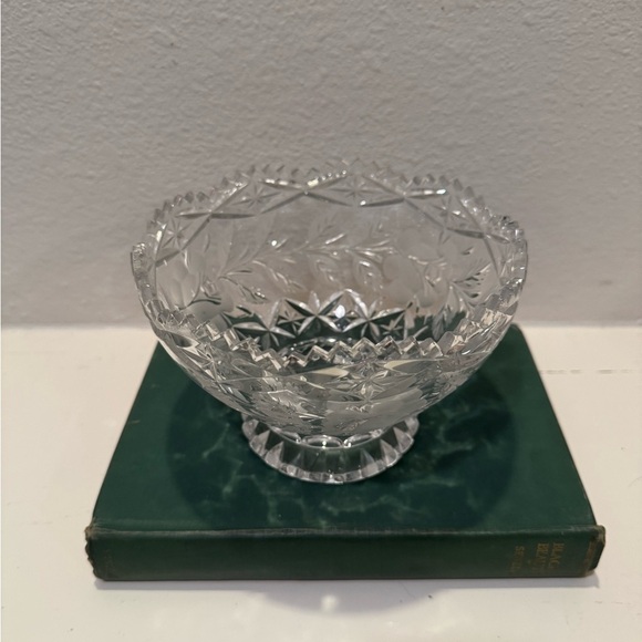 Vintage 24% Lead Crystal Lausitzer Bowl/Vase with Etched Roses & Leaves - Picture 3 of 9